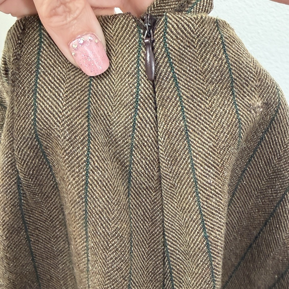 Harvé Bernard Brown Wool Pinstripe‎ Skirt Above Knee High Rise Classic - Picture 12 of 14